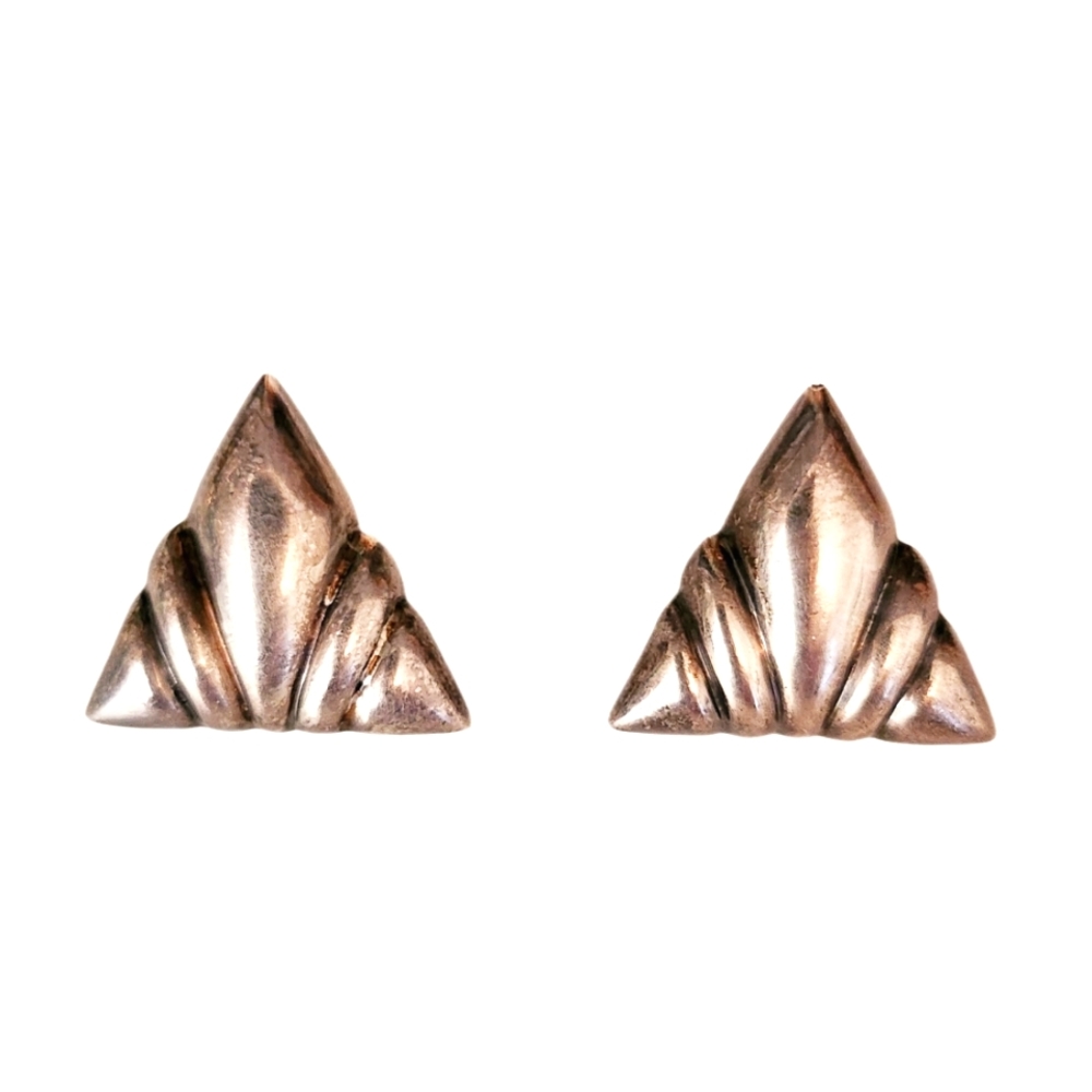 Vintage 925 Silver Modernist Triangle Earrings